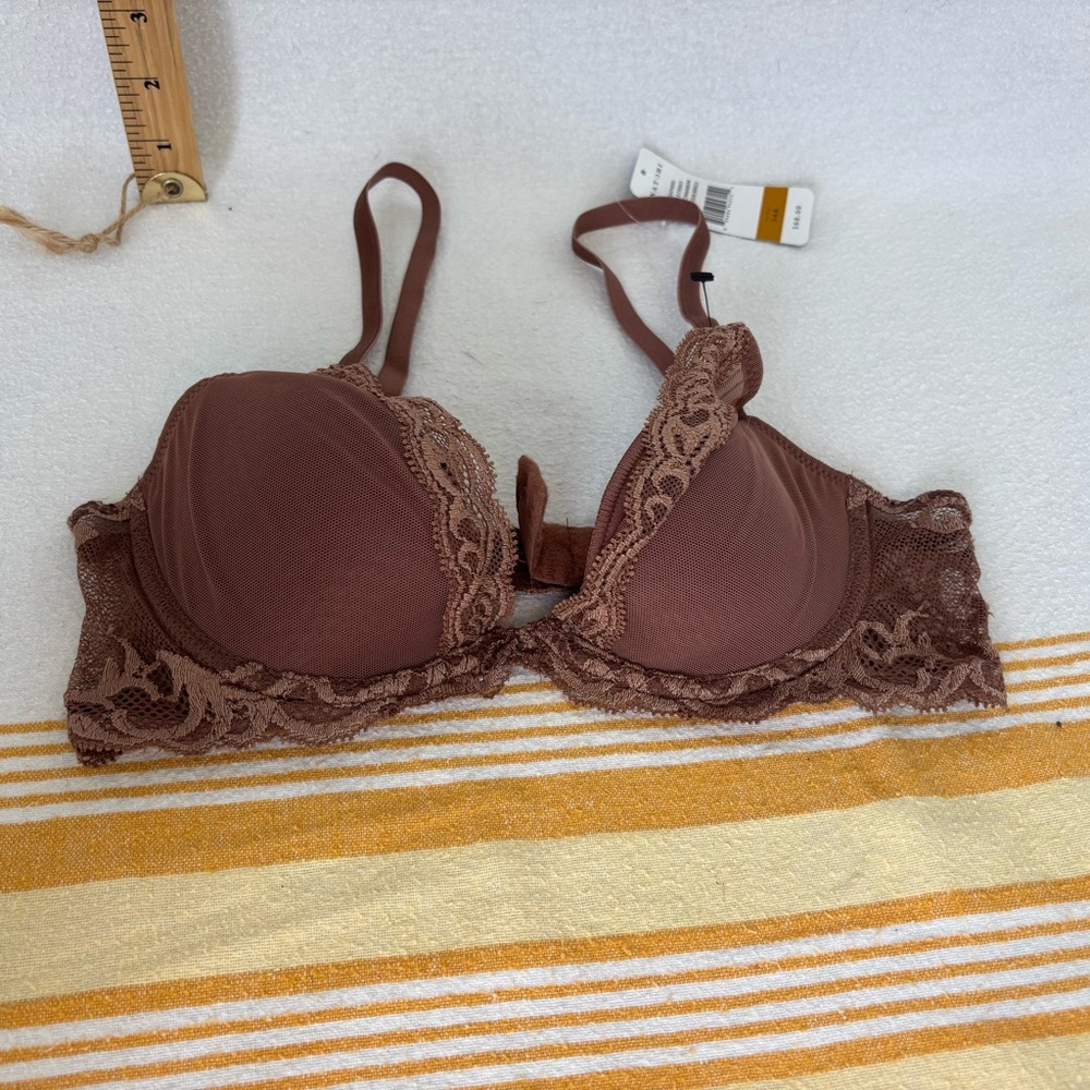 Natori feather Brown Lace Demi-Cup Bra